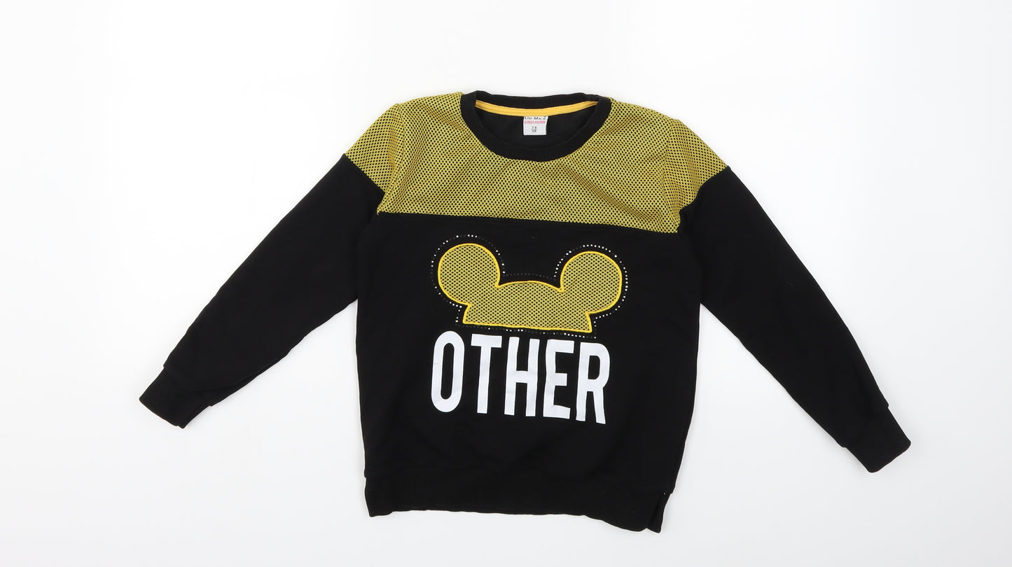 Preworn Girls Black   Pullover Sweatshirt Size 7-8 Years