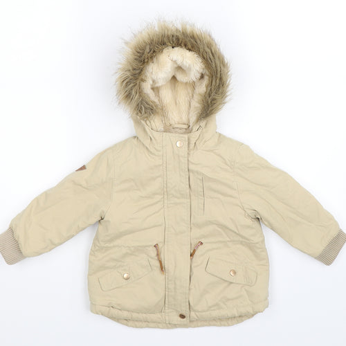 Zara Girls Beige   Parka Coat Size 18-24 Months