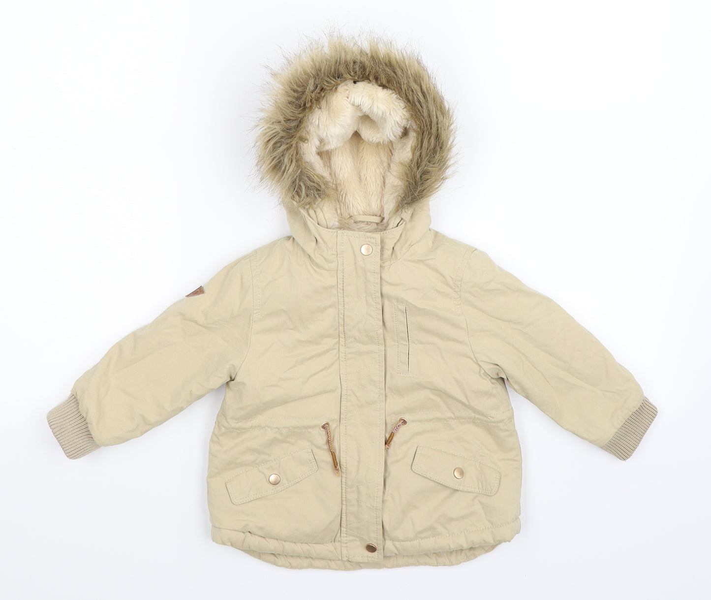 Zara Girls Beige   Parka Coat Size 18-24 Months