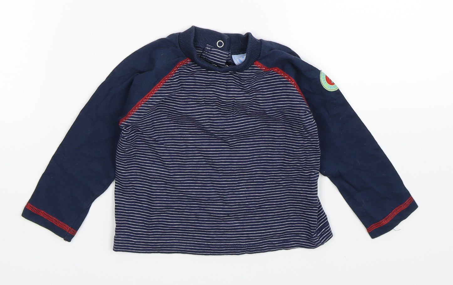 Preworn Baby Blue Striped  Basic T-Shirt Size 9-12 Months