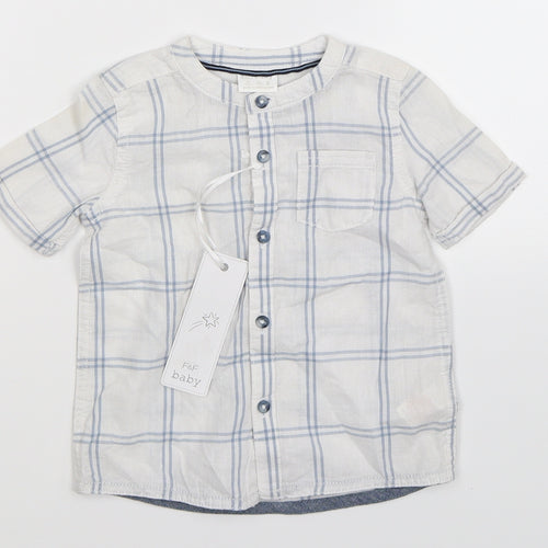 F&F Boys White Check  Basic Button-Up Size 18-24 Months
