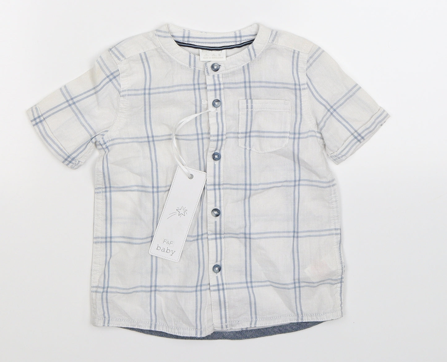 F&F Boys White Check  Basic Button-Up Size 18-24 Months