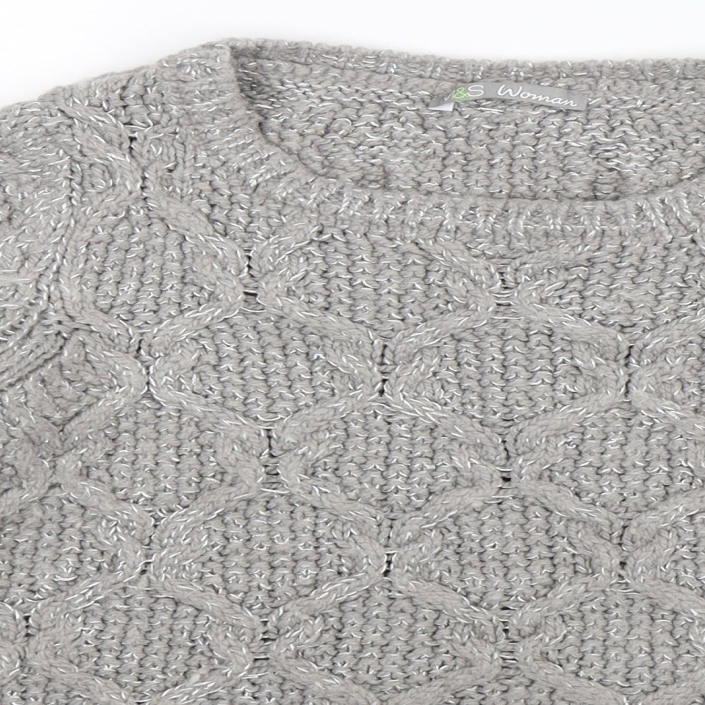 Marks and Spencer Womens Grey  Knit Pullover Jumper Size 8