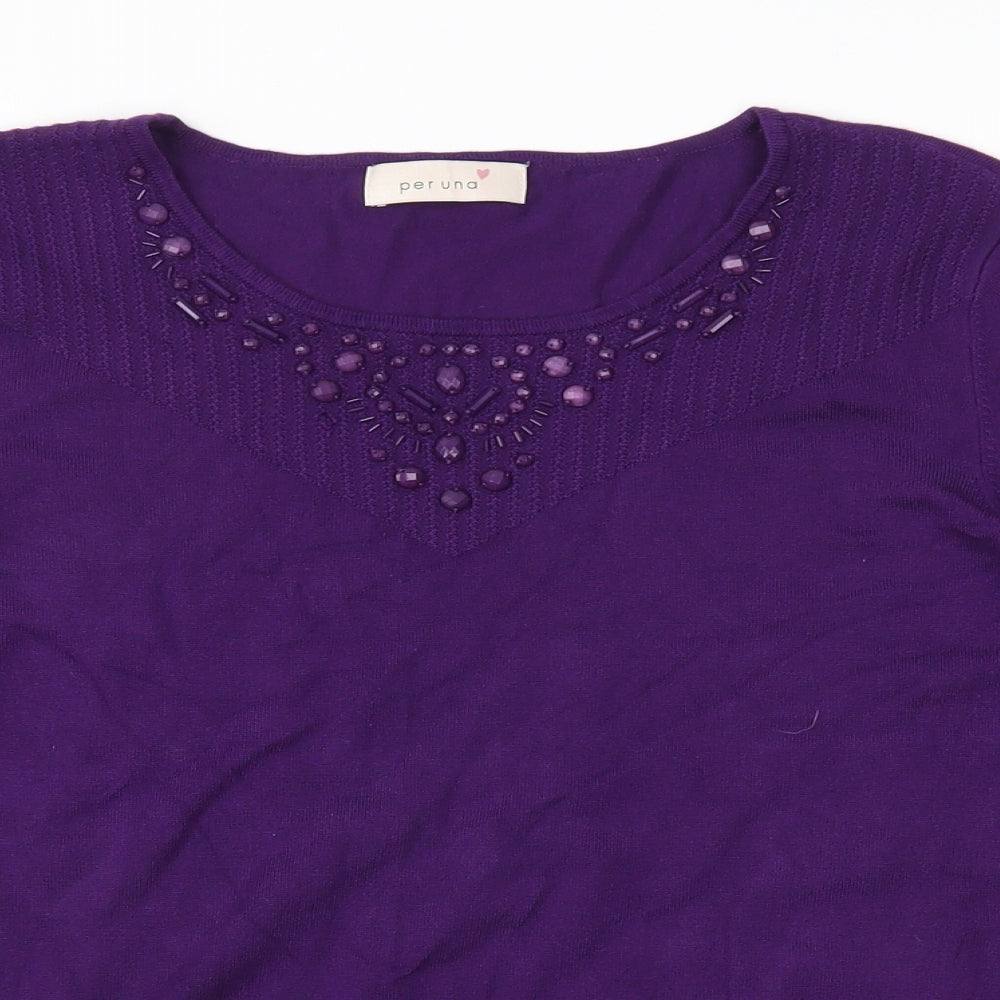 Marks and Spencer Womens Purple  Knit Pullover Jumper Size 14