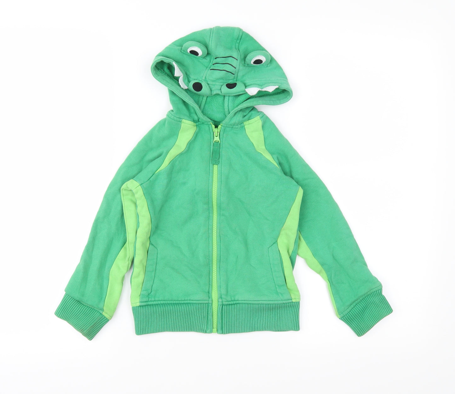 Marks and Spencer Boys Green  Jersey Full Zip Hoodie Size 4-5 Years  - Crocodile