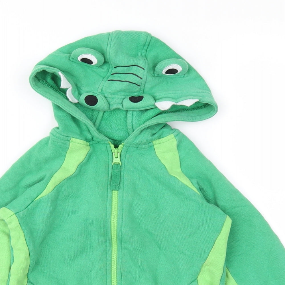 Marks and Spencer Boys Green  Jersey Full Zip Hoodie Size 4-5 Years  - Crocodile