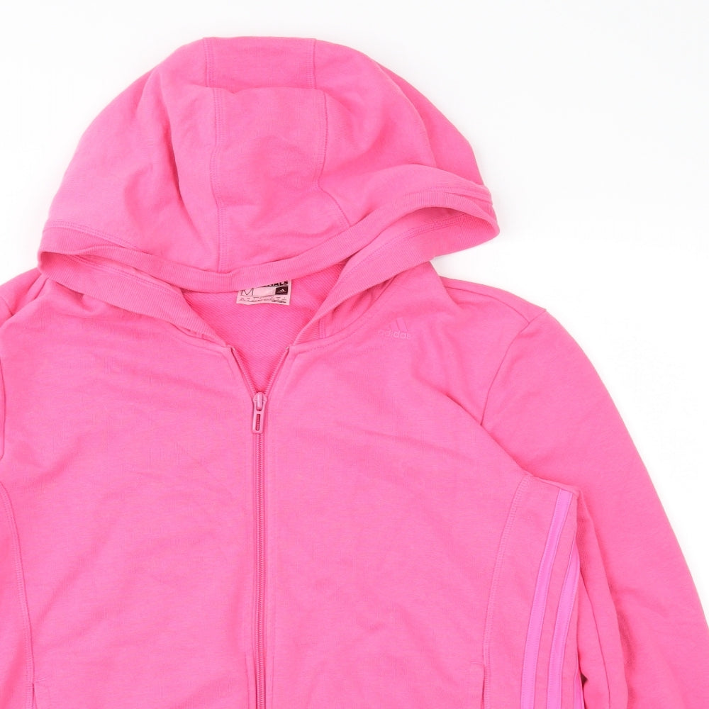 adidas Womens Pink  Jersey Full Zip Hoodie Size M