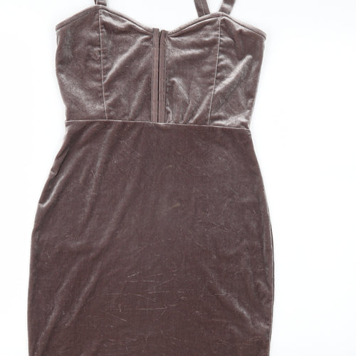 Divided Womens Brown  Velour Slip Dress  Size 12