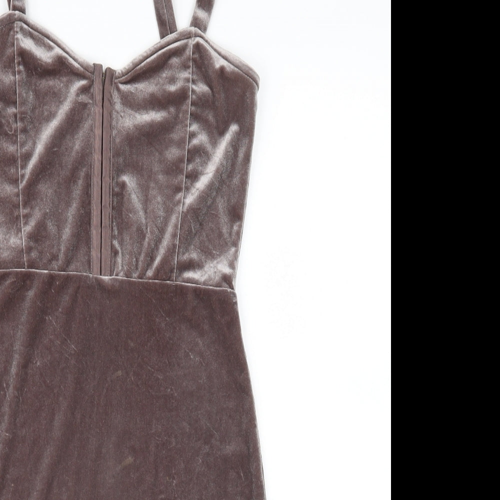 Divided Womens Brown  Velour Slip Dress  Size 12