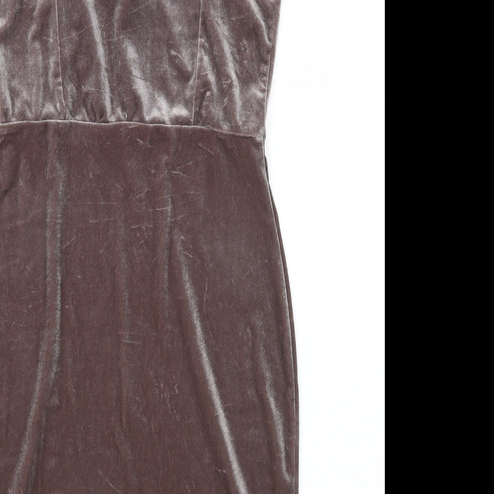 Divided Womens Brown  Velour Slip Dress  Size 12