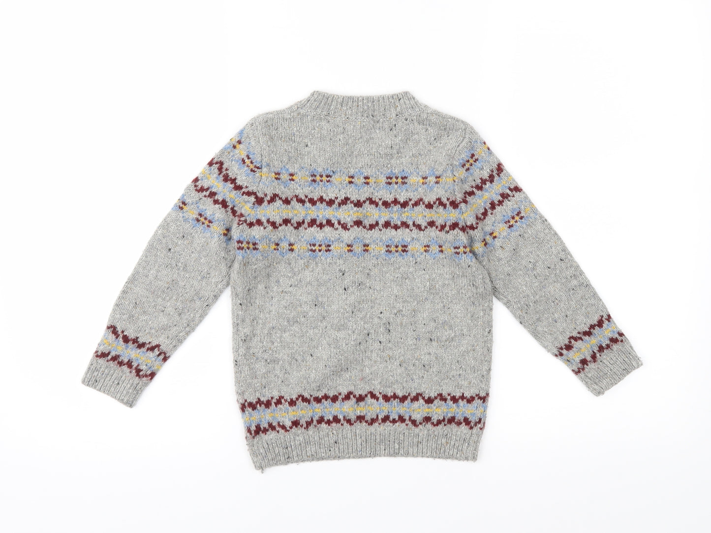 John Lewis Boys Grey Fair Isle Knit Pullover Jumper Size 5 Years