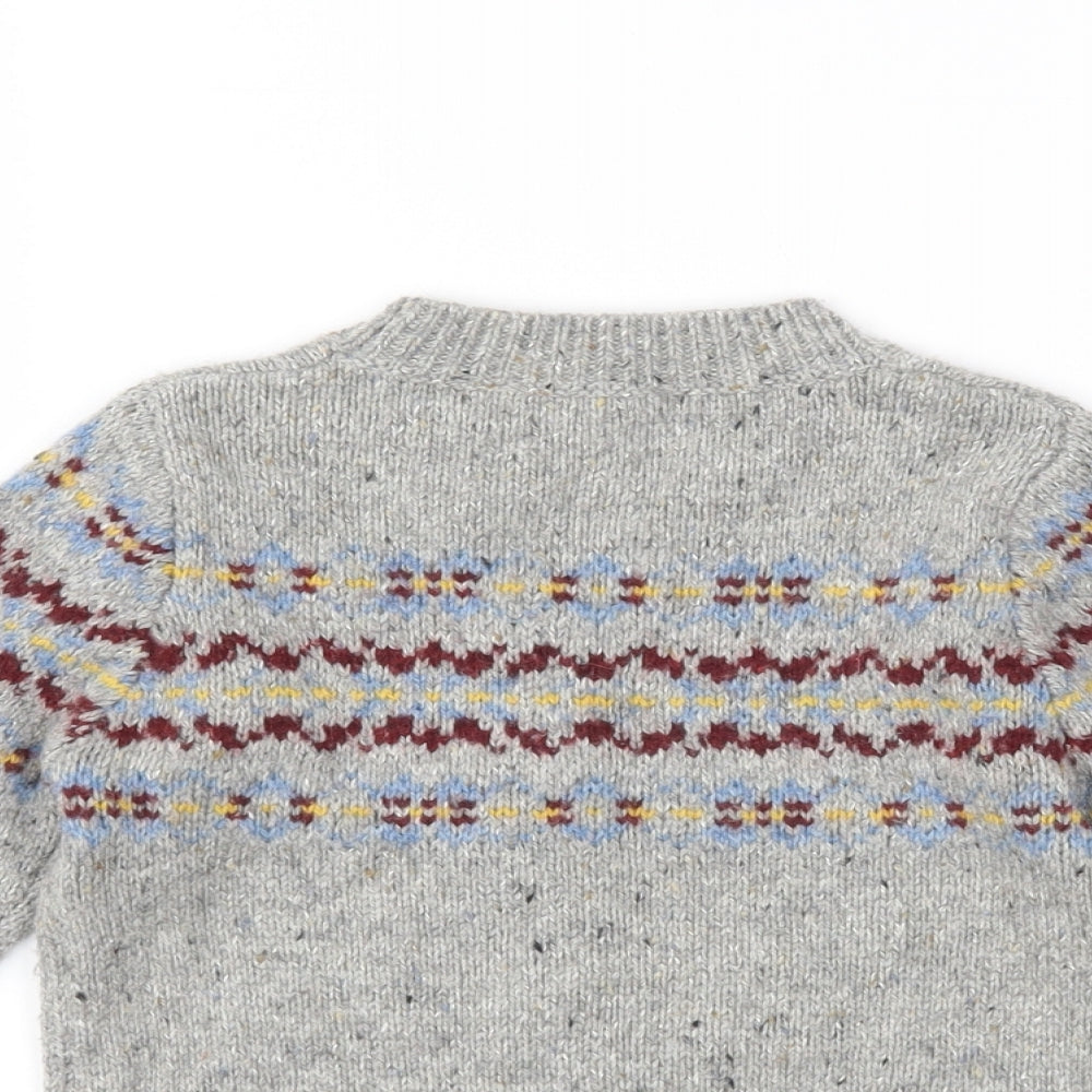 John Lewis Boys Grey Fair Isle Knit Pullover Jumper Size 5 Years