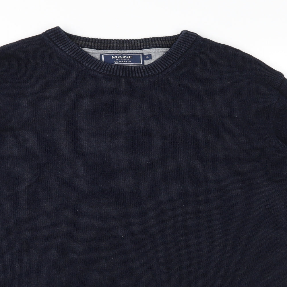 Maine New England Mens Blue  Knit Pullover Jumper Size M