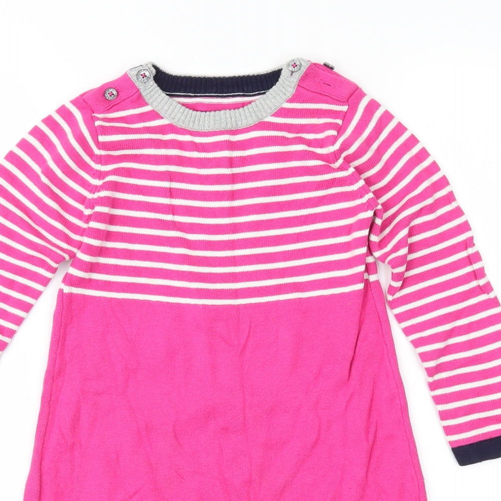 Joules Girls Pink Striped Knit Jumper Dress  Size 5 Years  - Horses