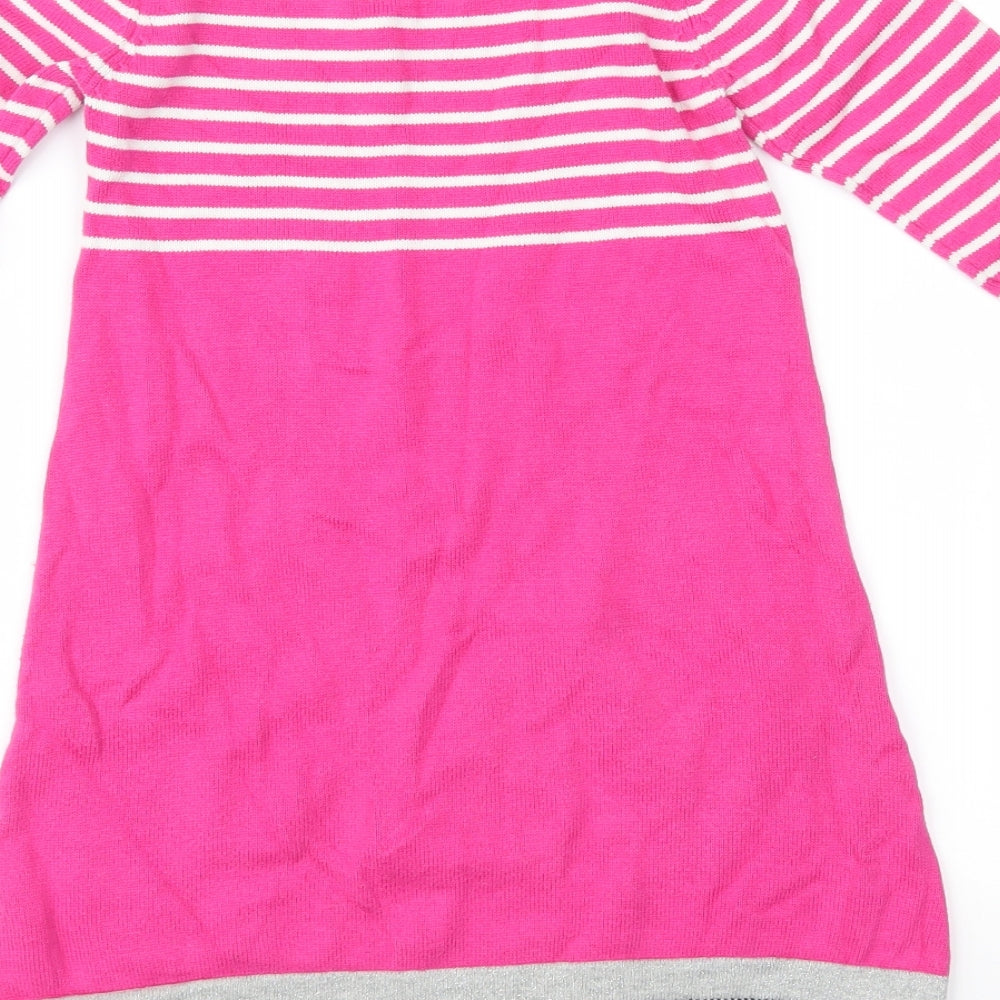 Joules Girls Pink Striped Knit Jumper Dress  Size 5 Years  - Horses