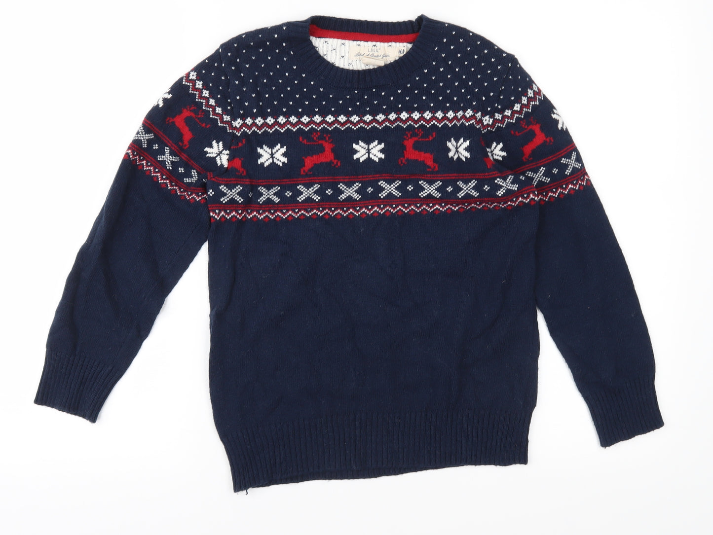 H&M Boys Blue  Knit Pullover Jumper Size 9-10 Years