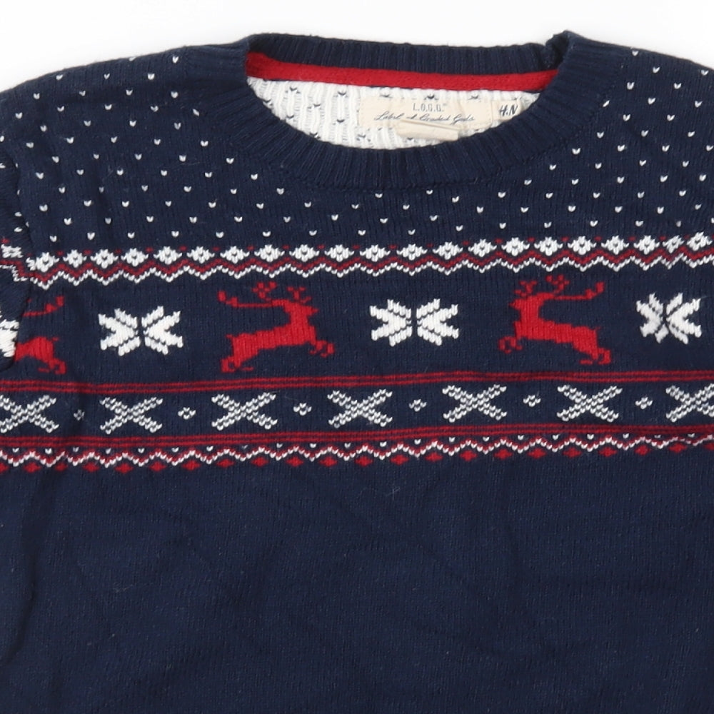 H&M Boys Blue  Knit Pullover Jumper Size 9-10 Years