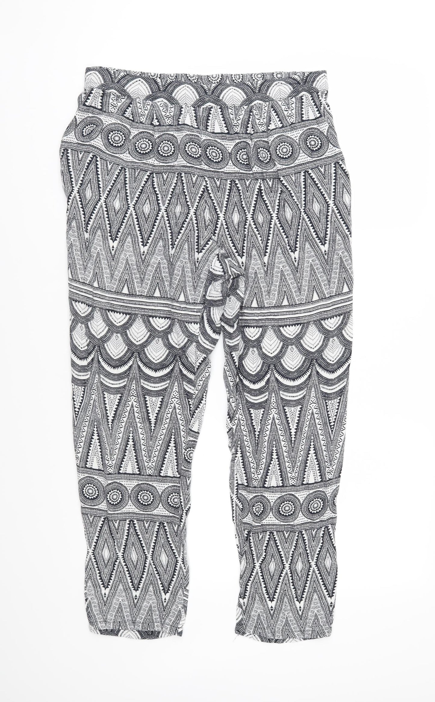 H&M Womens Blue Geometric  Trousers  Size 36 in L27 in