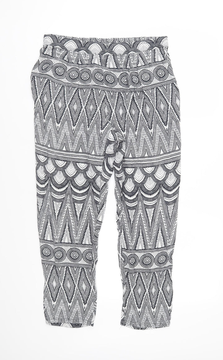 H&M Womens Blue Geometric  Trousers  Size 36 in L27 in