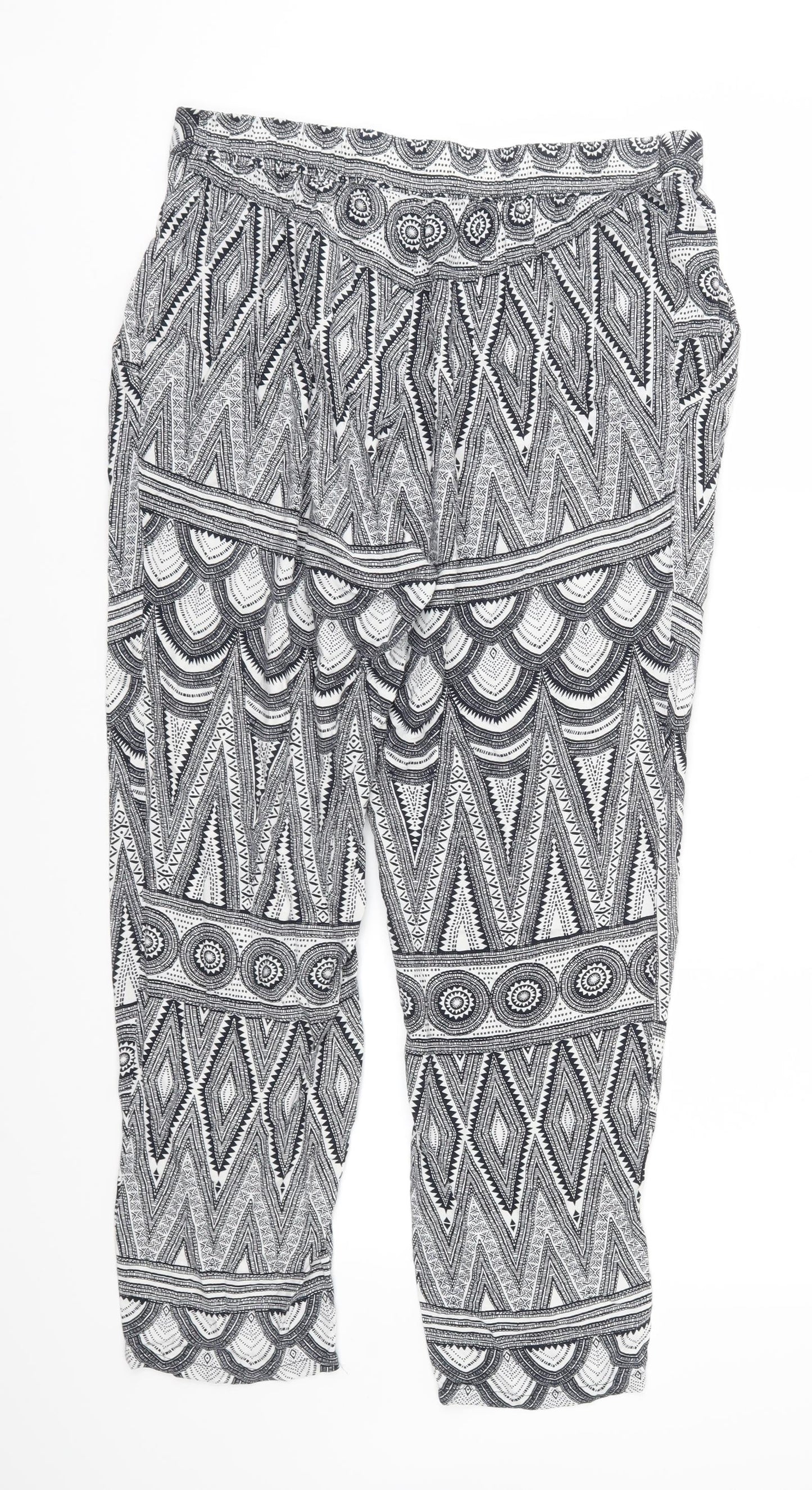 H&M Womens Blue Geometric  Trousers  Size 36 in L27 in