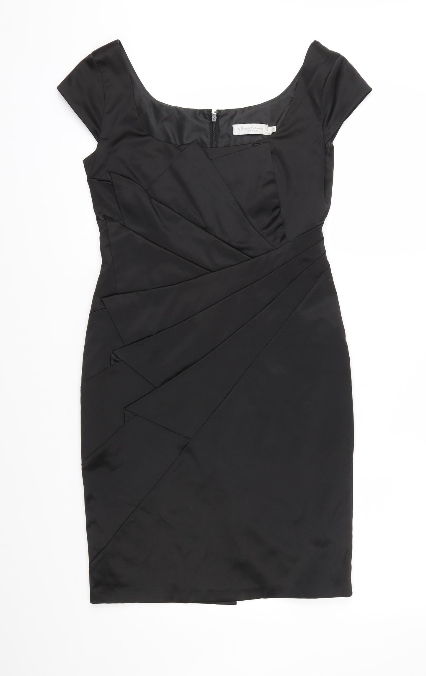 Red Herring Womens Black  Satin Sheath  Size 10