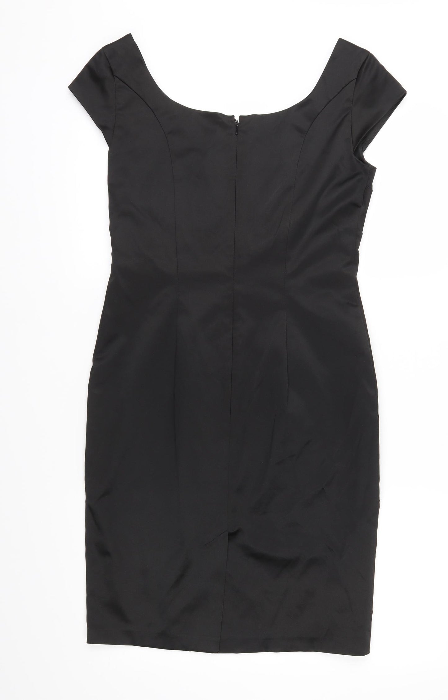 Red Herring Womens Black  Satin Sheath  Size 10