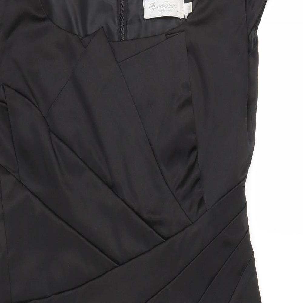 Red Herring Womens Black  Satin Sheath  Size 10