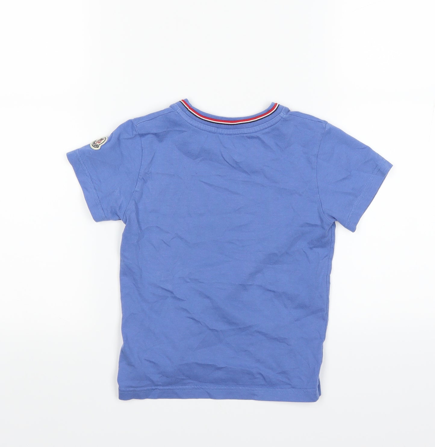 Moncler Boys Blue Spotted  Basic T-Shirt Size 24 Months