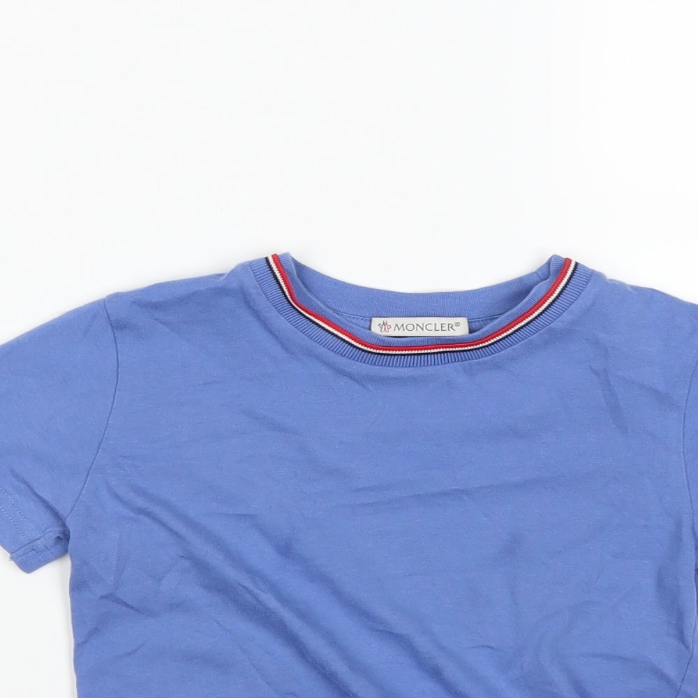 Moncler Boys Blue Spotted  Basic T-Shirt Size 24 Months