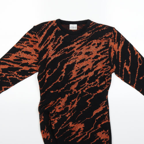 Solo Womens Orange Animal Print  Pullover Jumper Size S