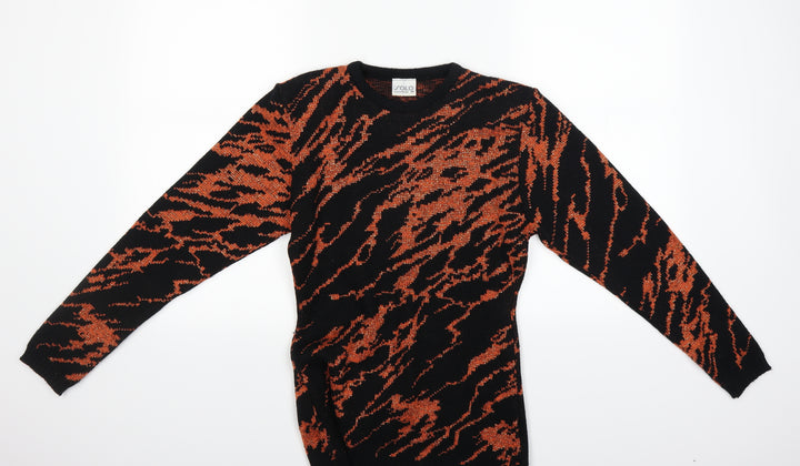 Solo Womens Orange Animal Print Pullover Jumper Size S