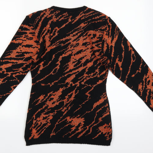 Solo Womens Orange Animal Print  Pullover Jumper Size S