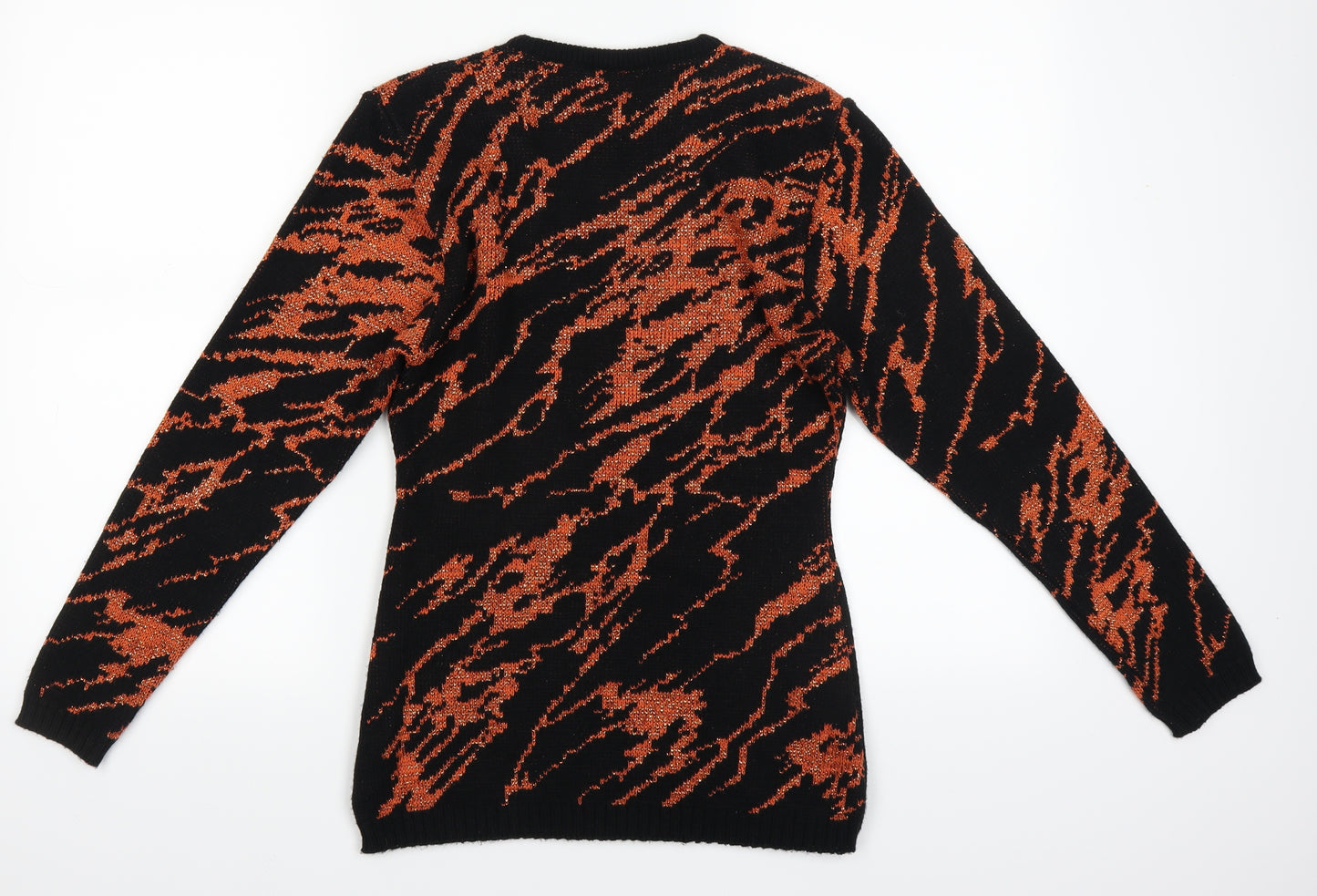 Solo Womens Orange Animal Print  Pullover Jumper Size S