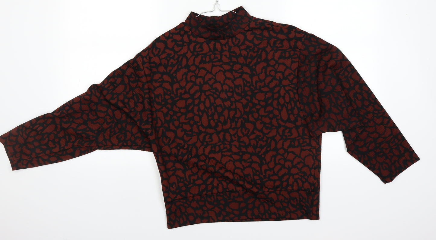 Jaqueline deYong Womens Black Animal Print  Basic T-Shirt Size 14