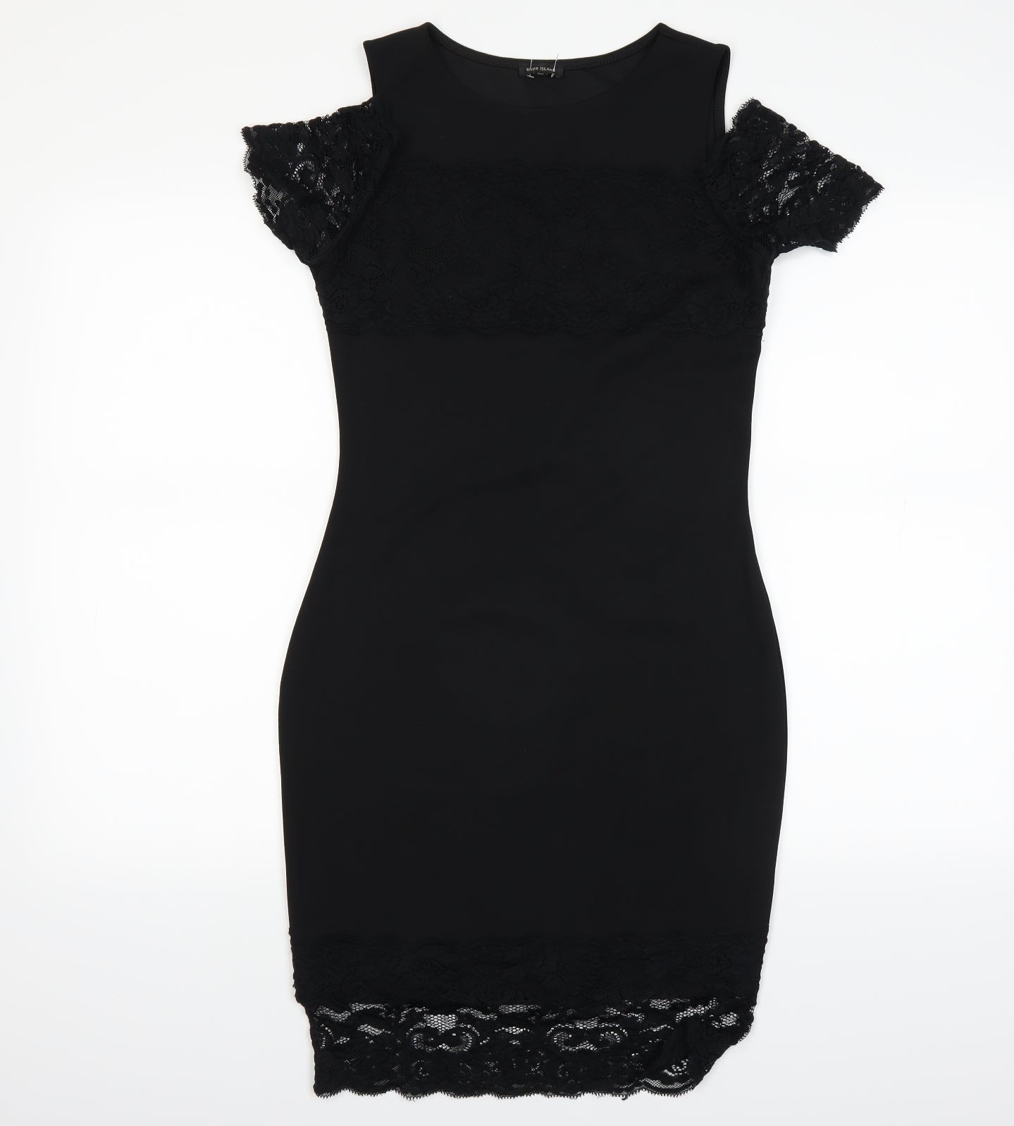 River Island Womens Black Houndstooth  Pencil Dress  Size 10