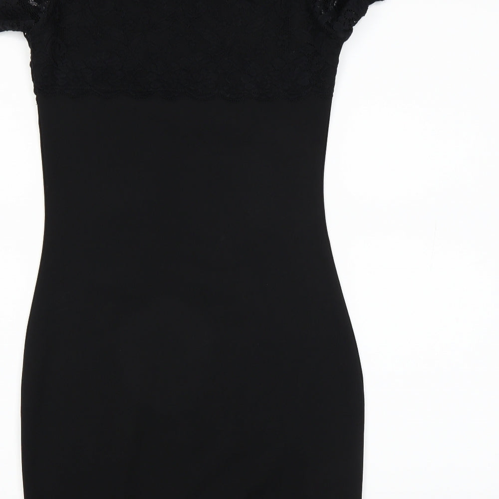 River Island Womens Black Houndstooth  Pencil Dress  Size 10