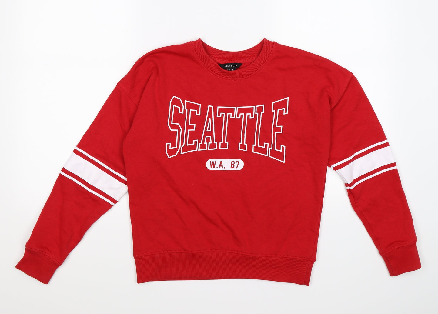 New Look Womens Red Striped Jersey Pullover Jumper Size 8  - seattle