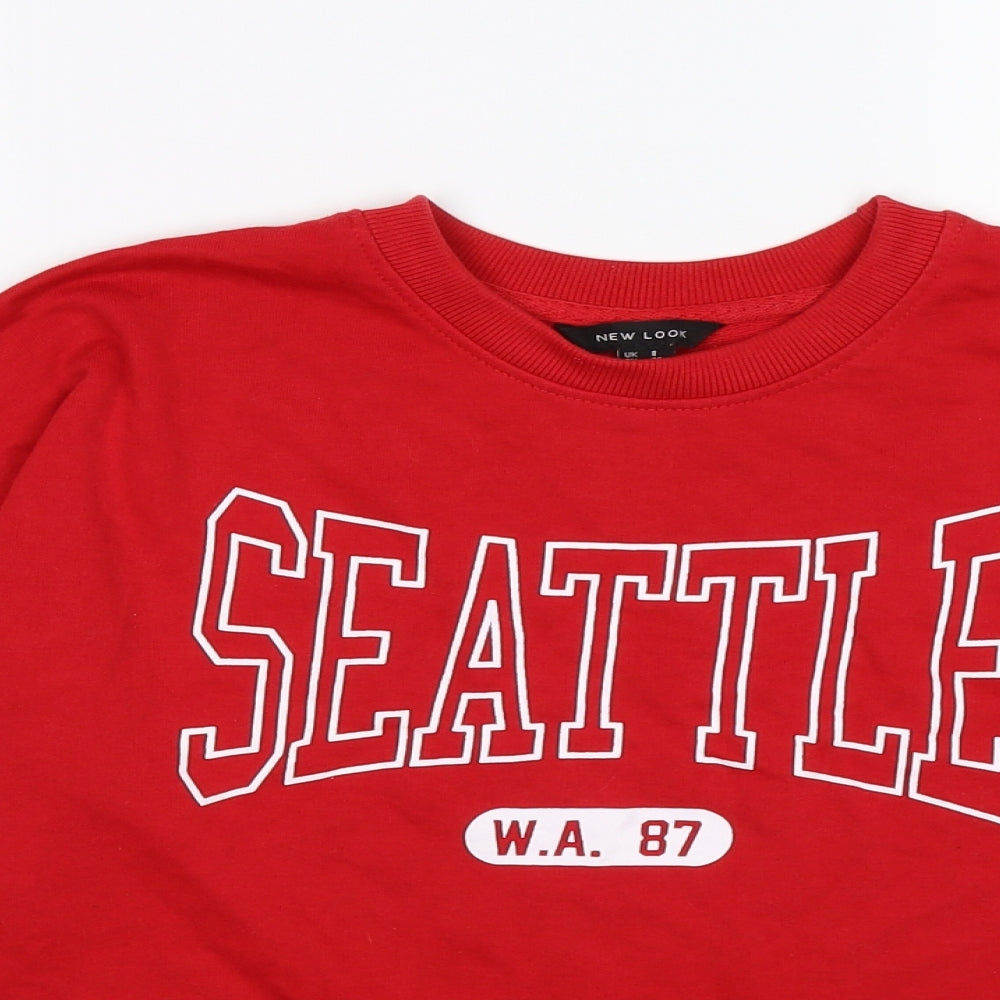 New Look Womens Red Striped Jersey Pullover Jumper Size 8  - seattle