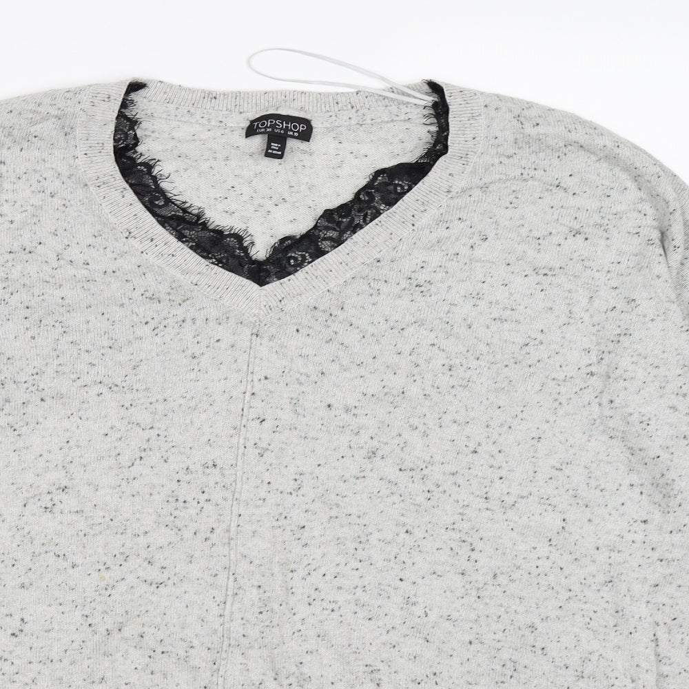Topshop Womens Grey  Knit Pullover Jumper Size 10