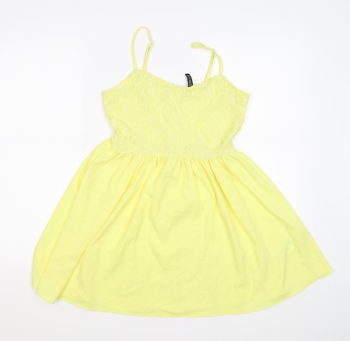 Divided Womens Yellow Floral Tunic Tank Size 12