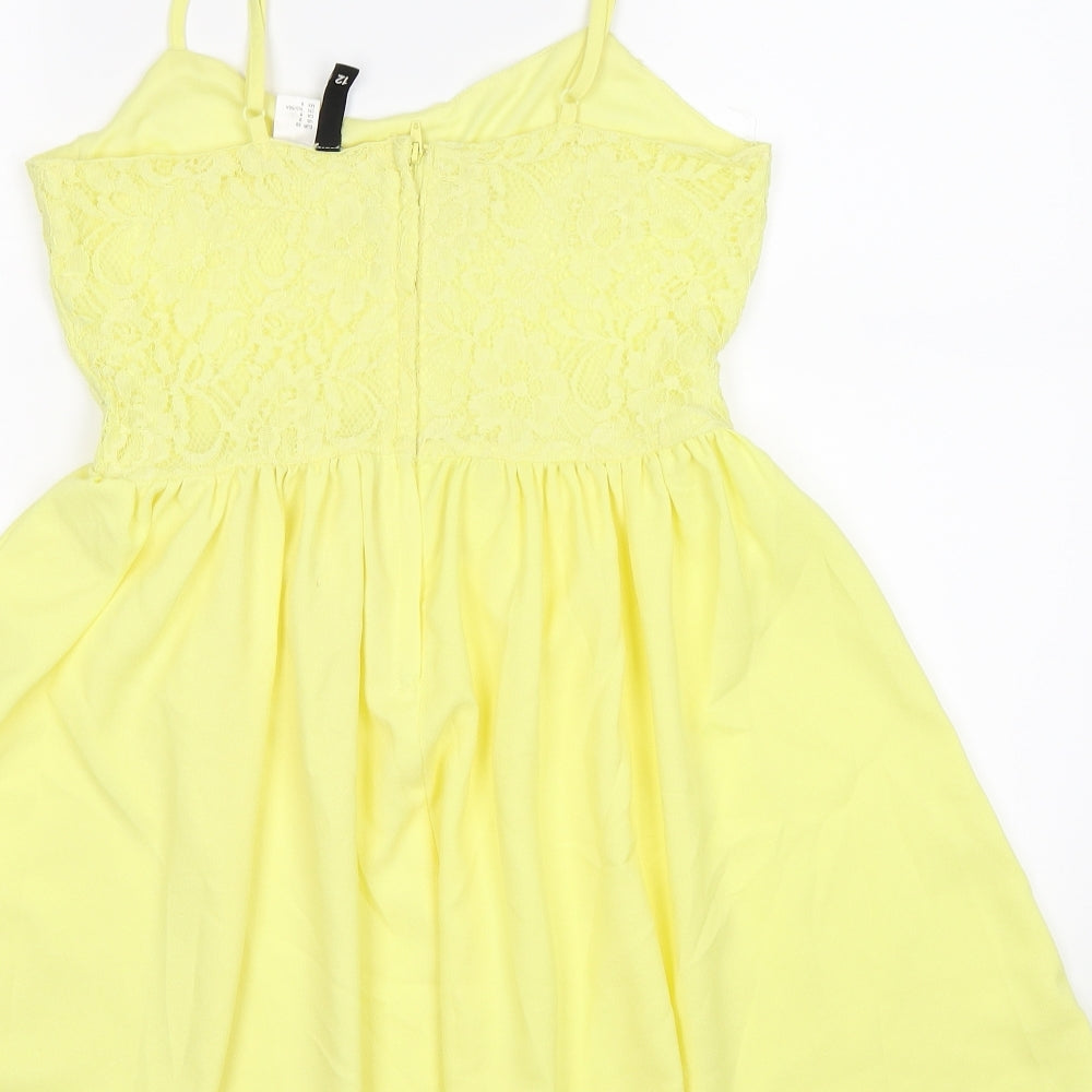 Divided Womens Yellow Floral  Tunic Tank Size 12