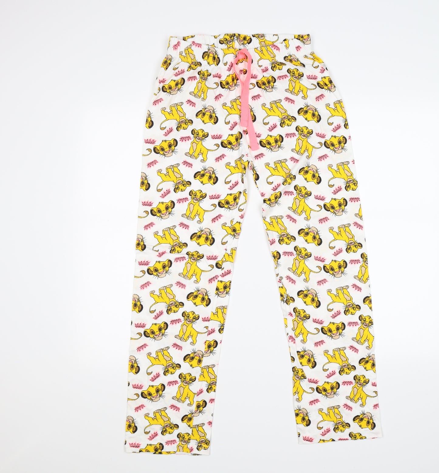 Primark Womens White Animal Print  Cami Pyjama Pants Size 8  - simba lion king