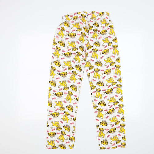 Primark Womens White Animal Print  Cami Pyjama Pants Size 8  - simba lion king