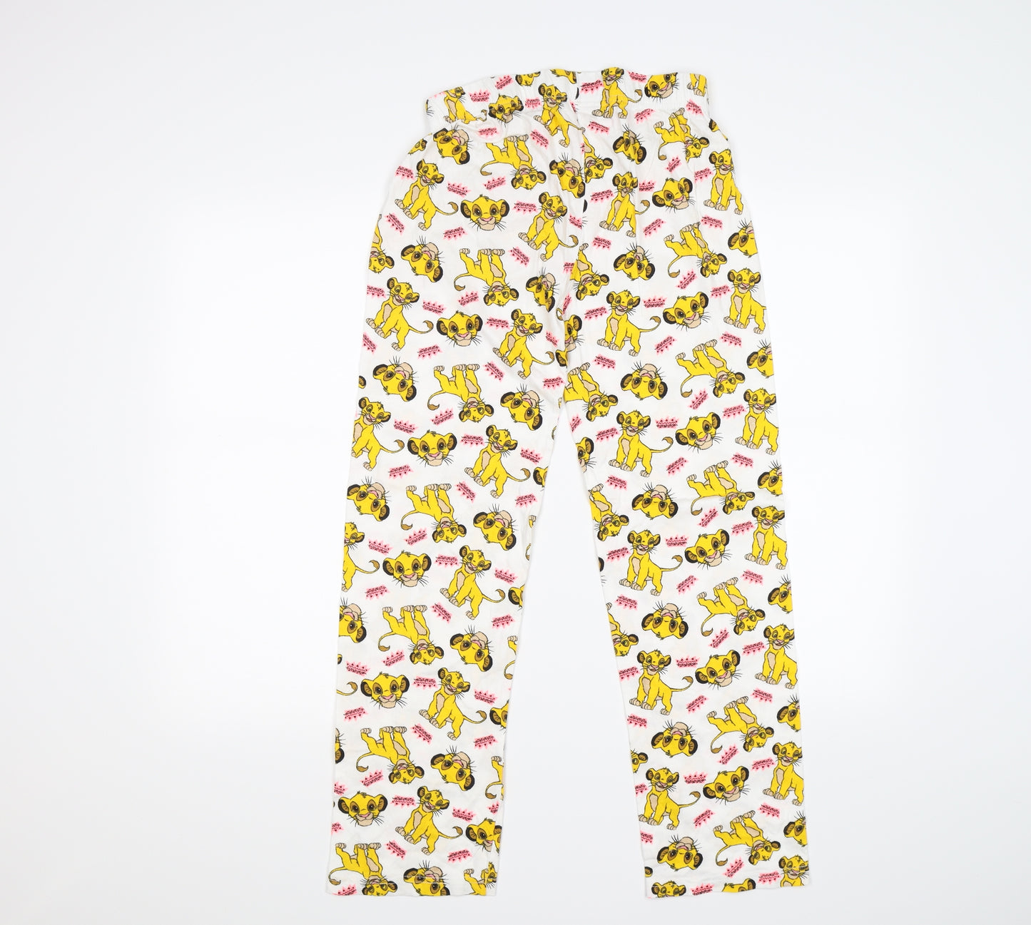 Primark Womens White Animal Print  Cami Pyjama Pants Size 8  - simba lion king