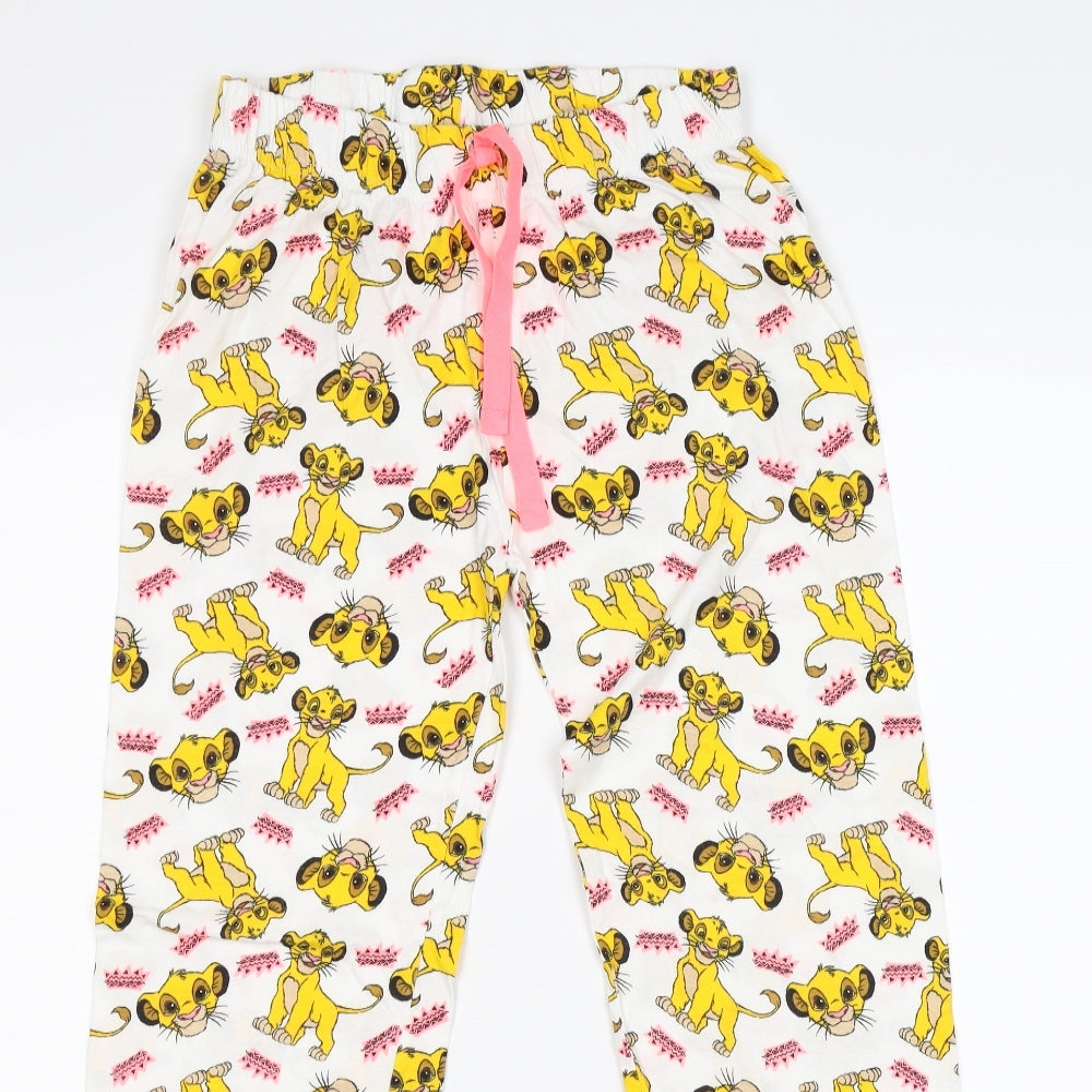 Primark Womens White Animal Print  Cami Pyjama Pants Size 8  - simba lion king