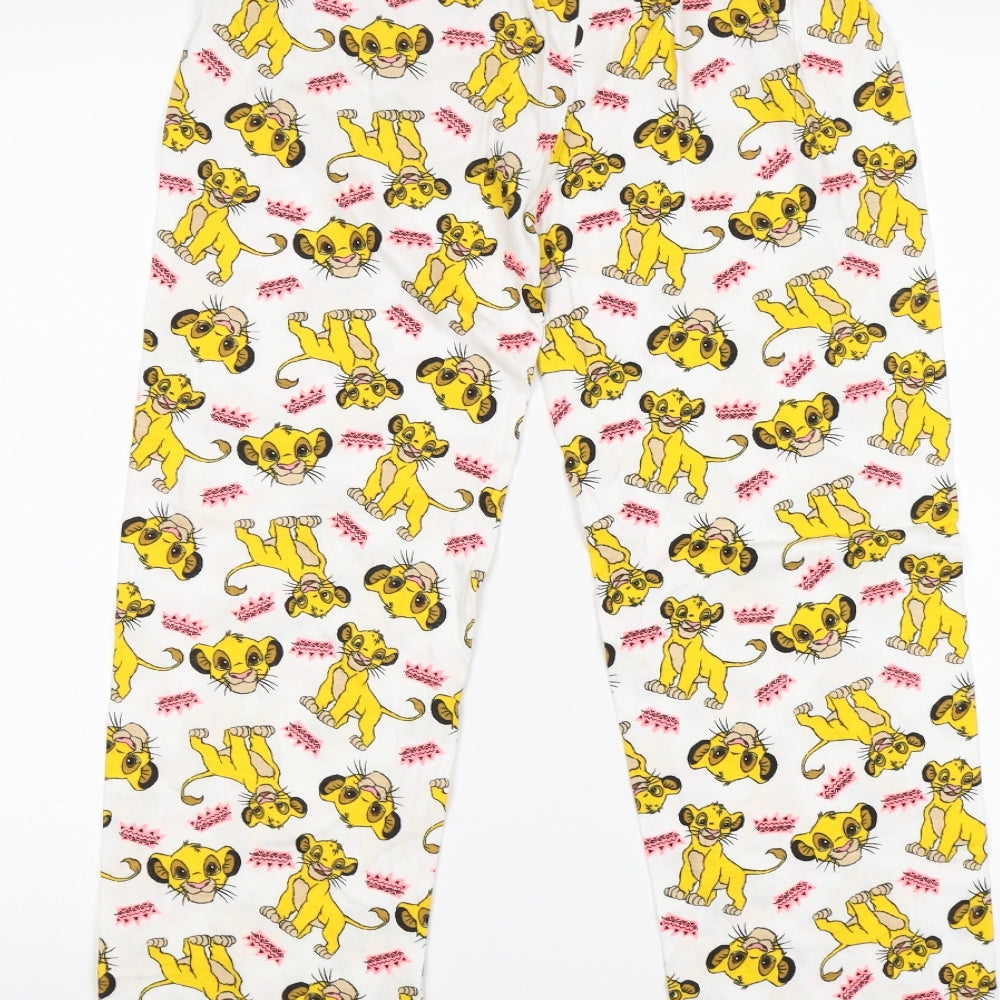 Primark Womens White Animal Print  Cami Pyjama Pants Size 8  - simba lion king