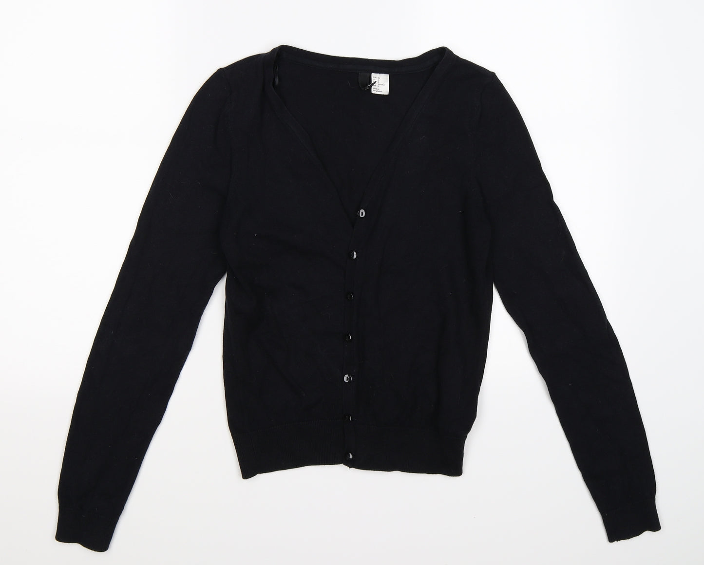 Divided Womens Black  Knit Cardigan Jumper Size 12