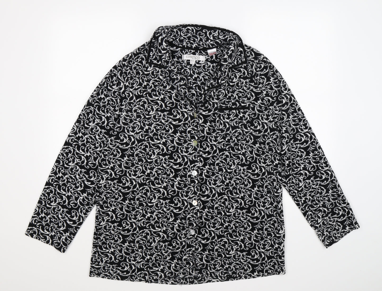 COMPANY Womens Black Floral Fleece Cardigan Jumper Size XL