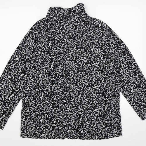 COMPANY Womens Black Floral Fleece Cardigan Jumper Size XL