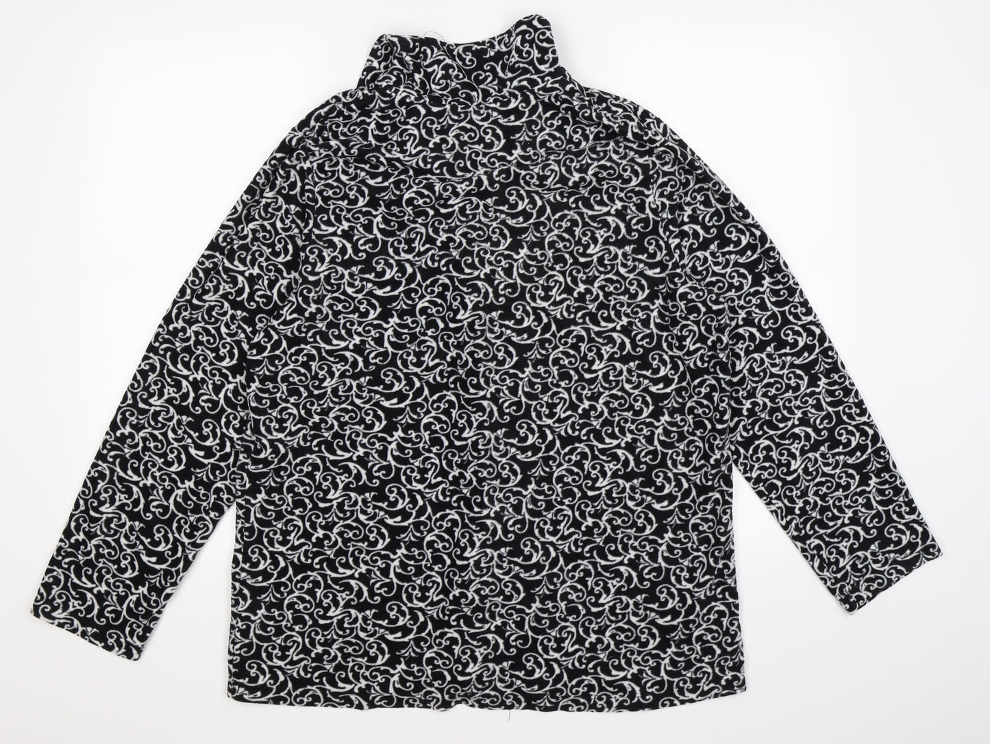 COMPANY Womens Black Floral Fleece Cardigan Jumper Size XL
